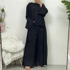 Dot Abaya, Top and Pants 3 Piece Set