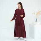 Solid Color Ruffled Two-Piece Abaya