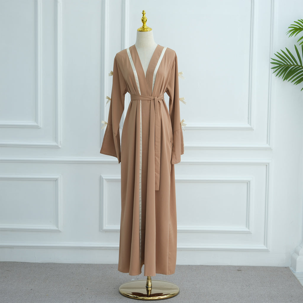 Modest Open Kimono Style with Bowknots