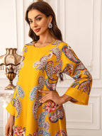 Floral Print Long Sleeve Kaftan