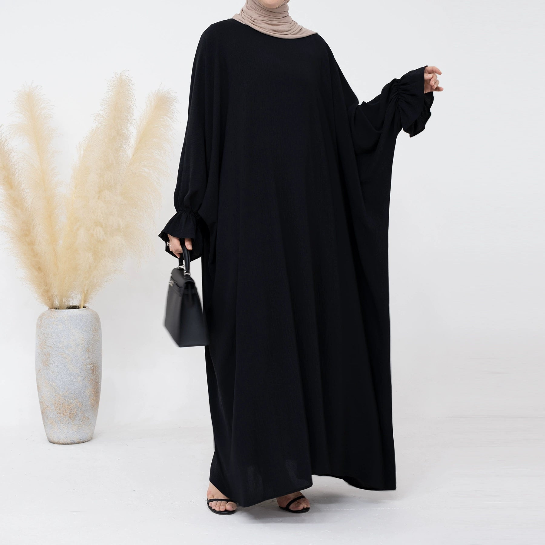 Solid Color Lantern Dress Abaya