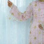 Golden Hook Flower Embroidered Cardigan Abaya
