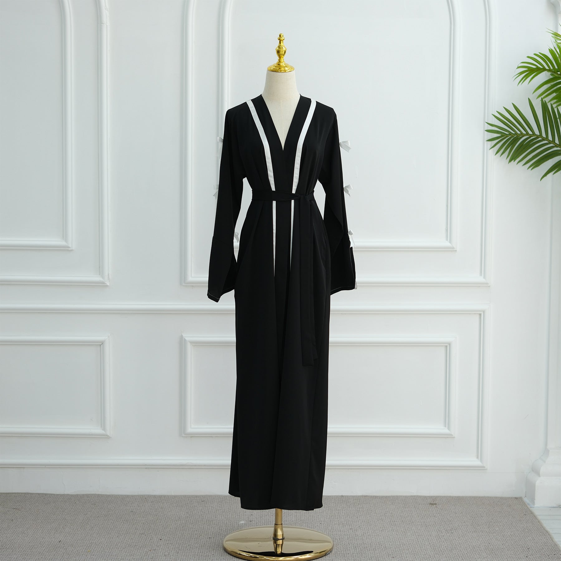 Modest Open Kimono Style with Bowknots