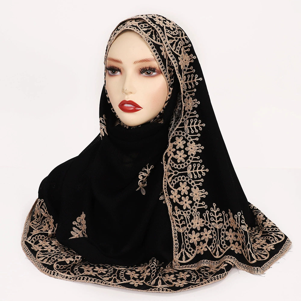 Black Embroidered Hijab