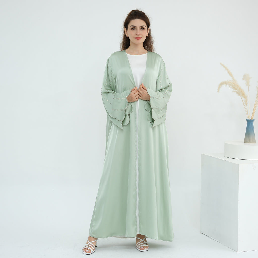Luxurious Hand-embroidered Beaded Open-front Abaya