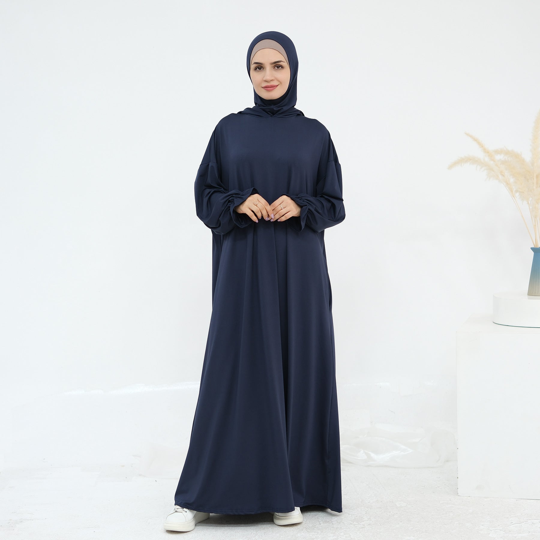 Solid Color Hooded Cape Abaya