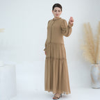 Solid Color Light Flared Sleeve Dress Hijab Set