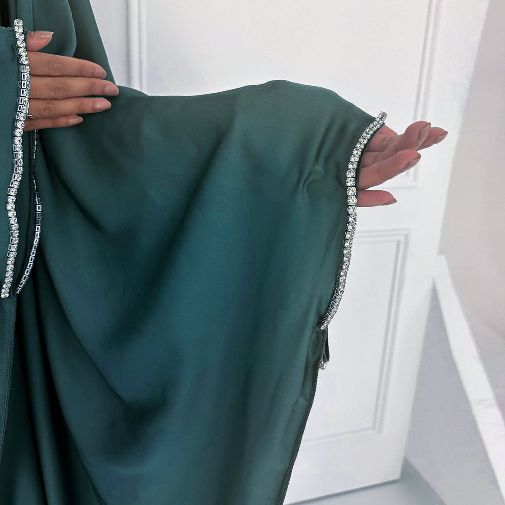 Fashion Satin  Butterfly Abaya