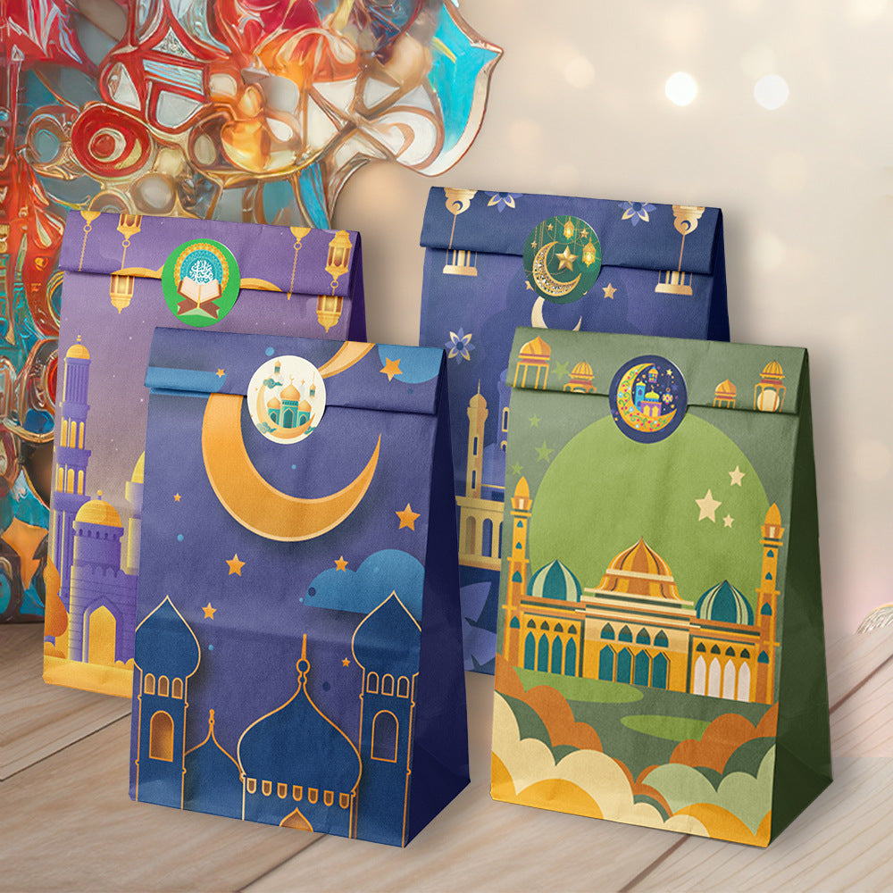 Ramadan Paper Bags with Stickers 12 Pcs S659