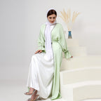 Satin Open Abaya With Belt