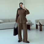 Fashionable Solid Color Two-Piece Abaya