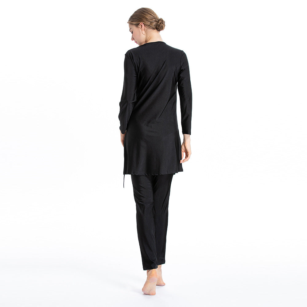 Two Color Stripe 3PCS Sports Swimwear Burkini