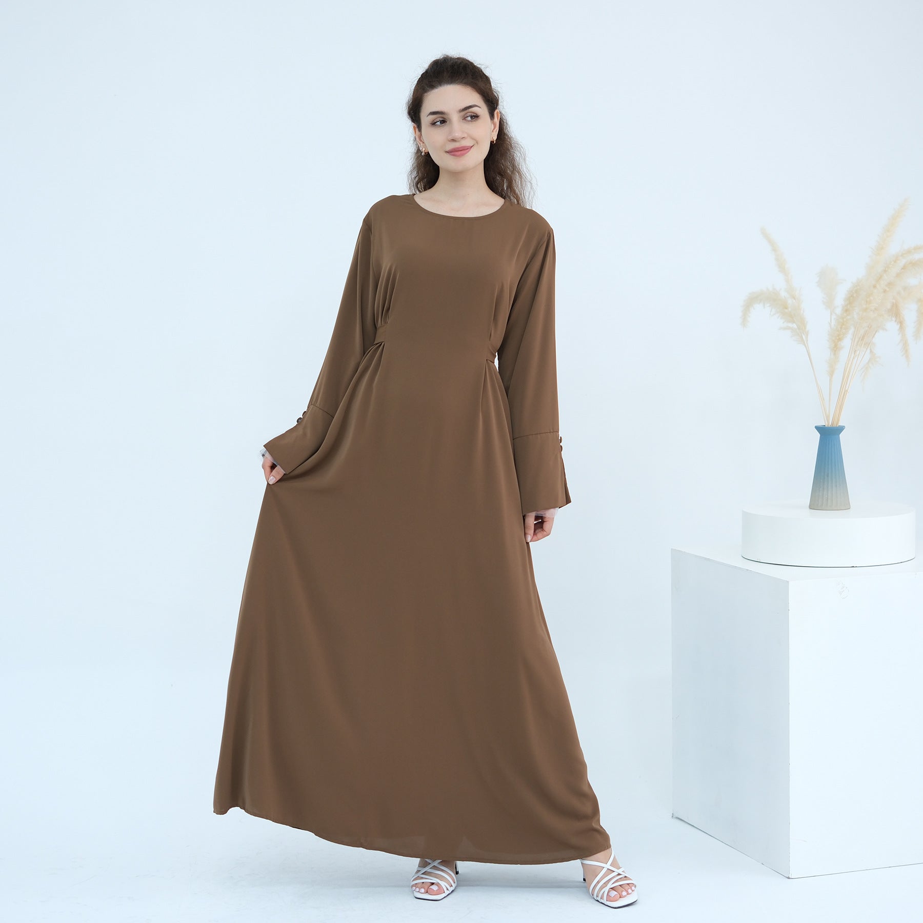 Elegant Collarless Maxi Dress