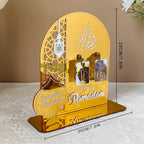 3D Golden Moon Ramadan Table Ornament Gold + Silver
