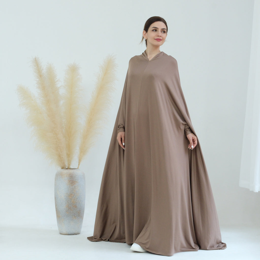 Elegant Solid Color Cape Jilbab