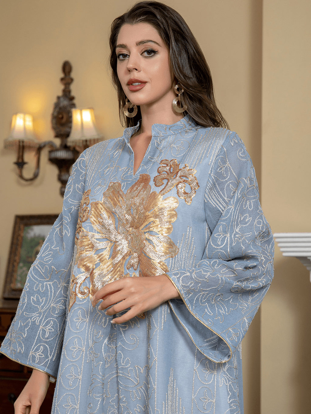 Vintage Floral Fashion Evening Kaftan