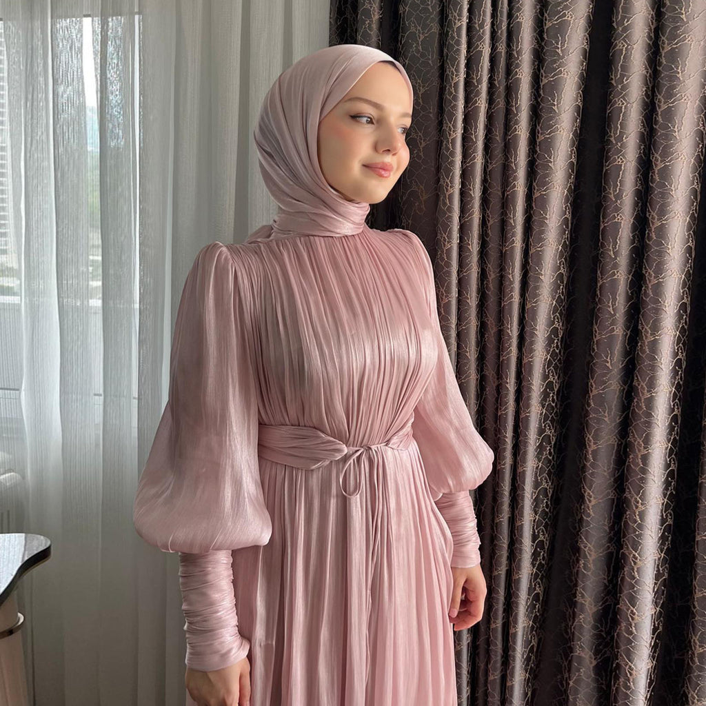 Solid Color Cuffed Sleeve Abaya