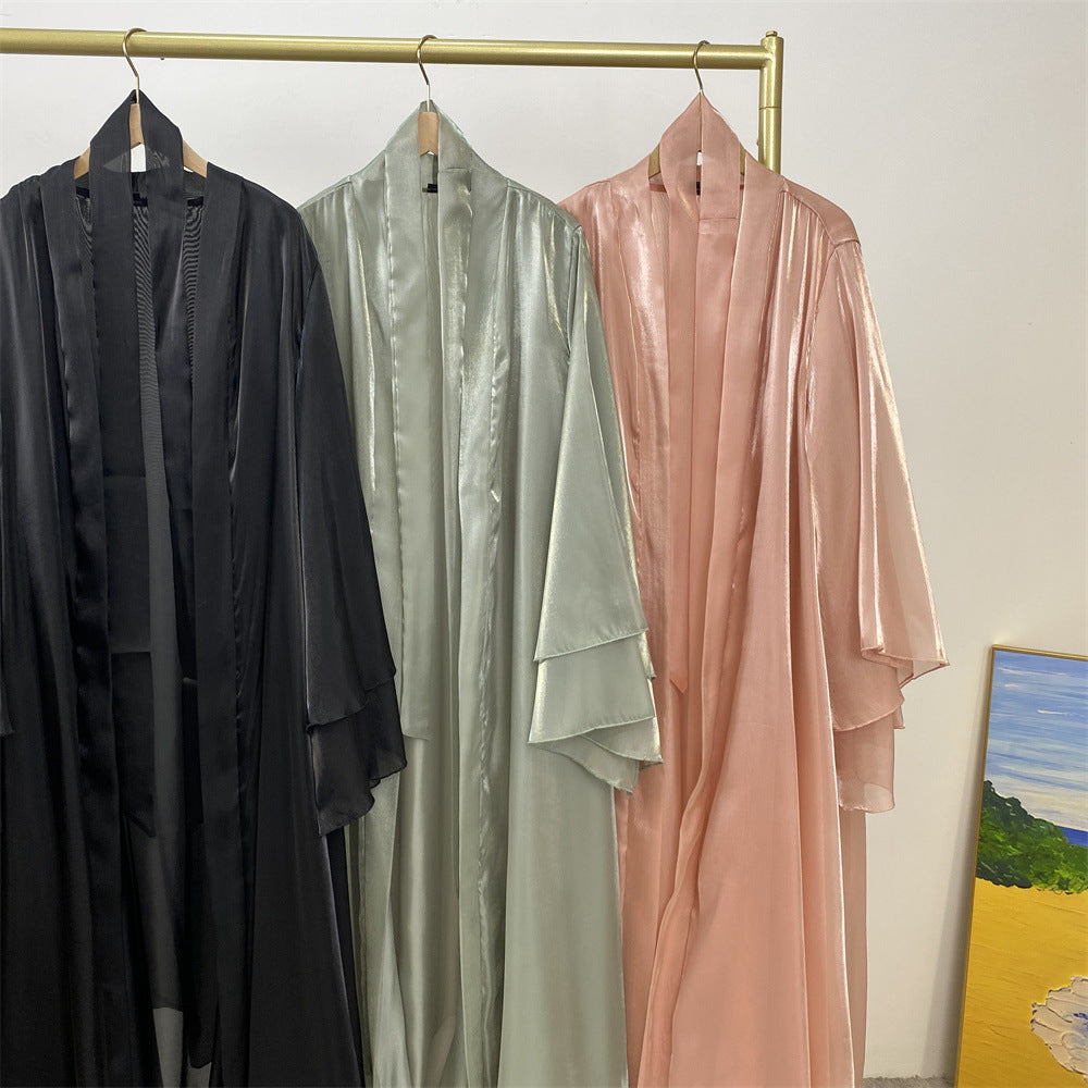 Shiny Satin Cardigan Abaya