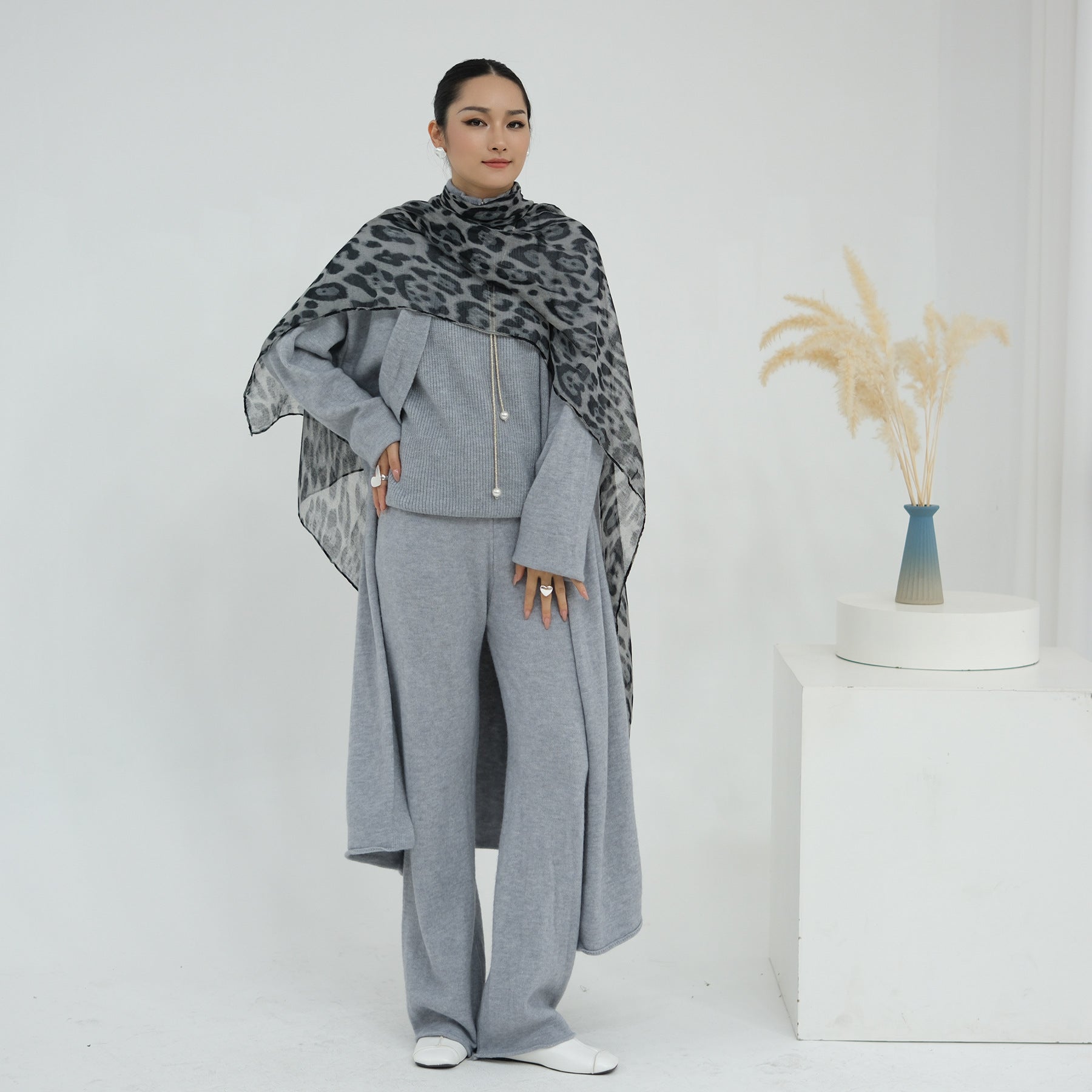 3 Pcs Knitted Solid Color Set