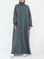 Solid Color Hooded Abaya