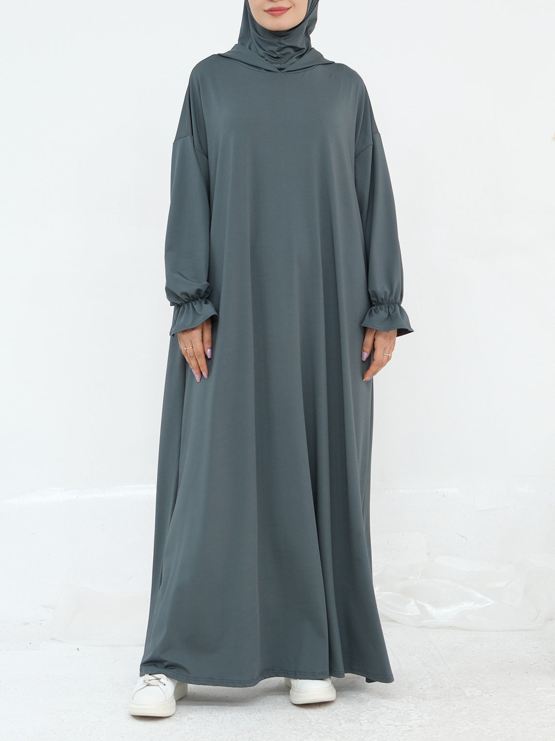 Solid Color Hooded Abaya