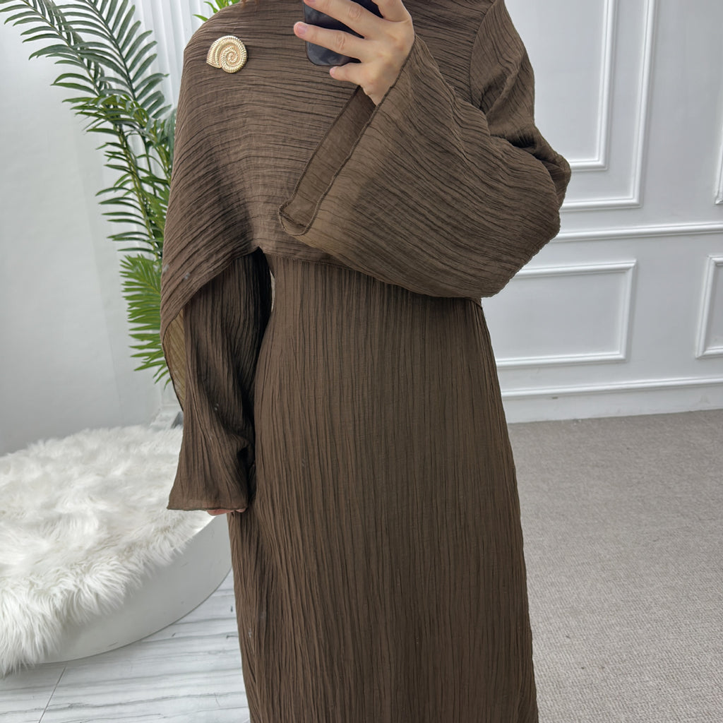 Solid Color Double-Layer Dress Abaya
