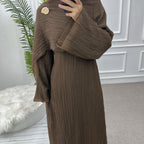 Solid Color Double-Layer Dress Abaya