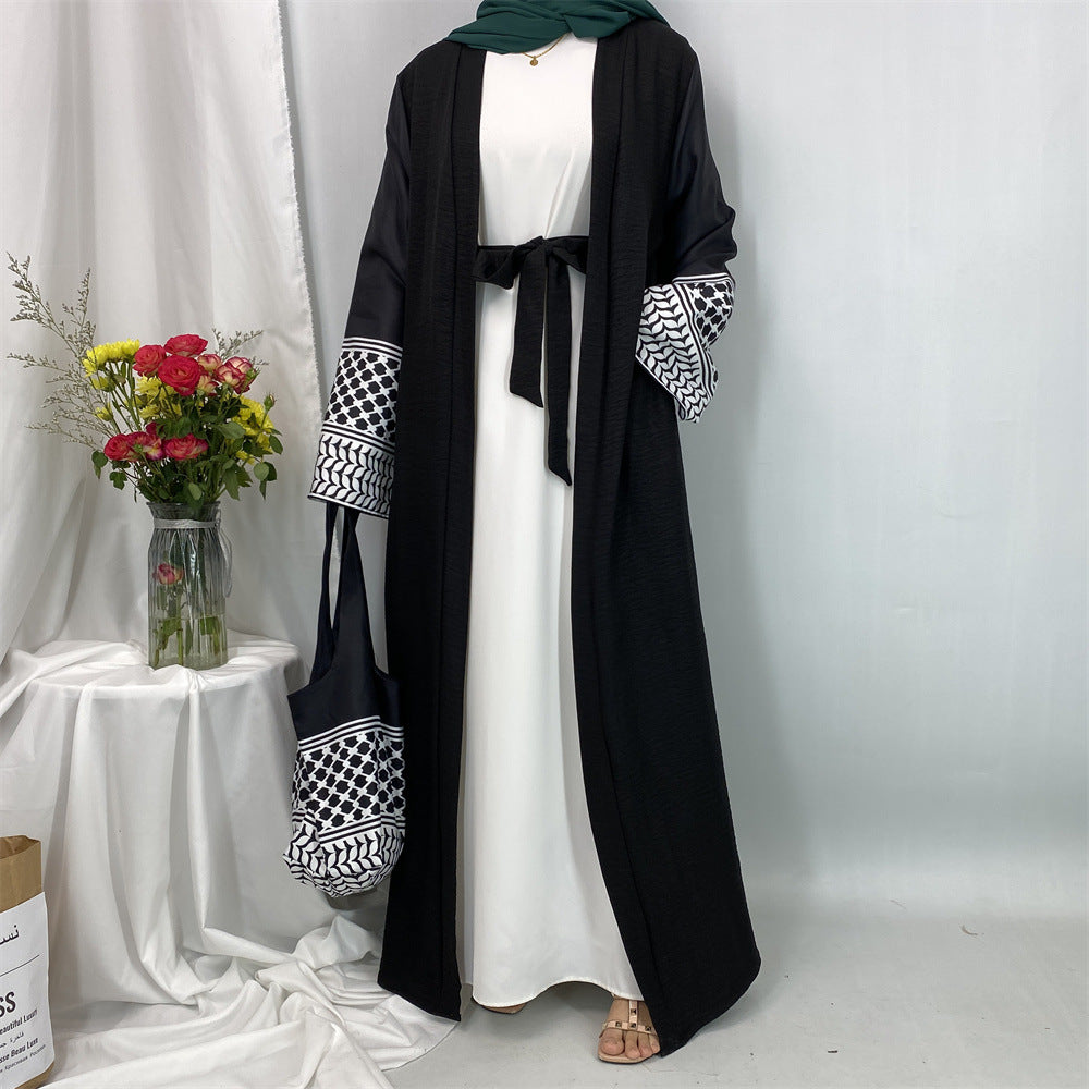 Embroidered Cuff Abaya with Bag