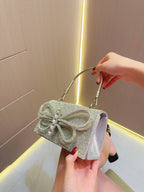 Rhinestone Bow Tote Dinner Handbag