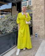 Yellow V-neck Minimalist Dress