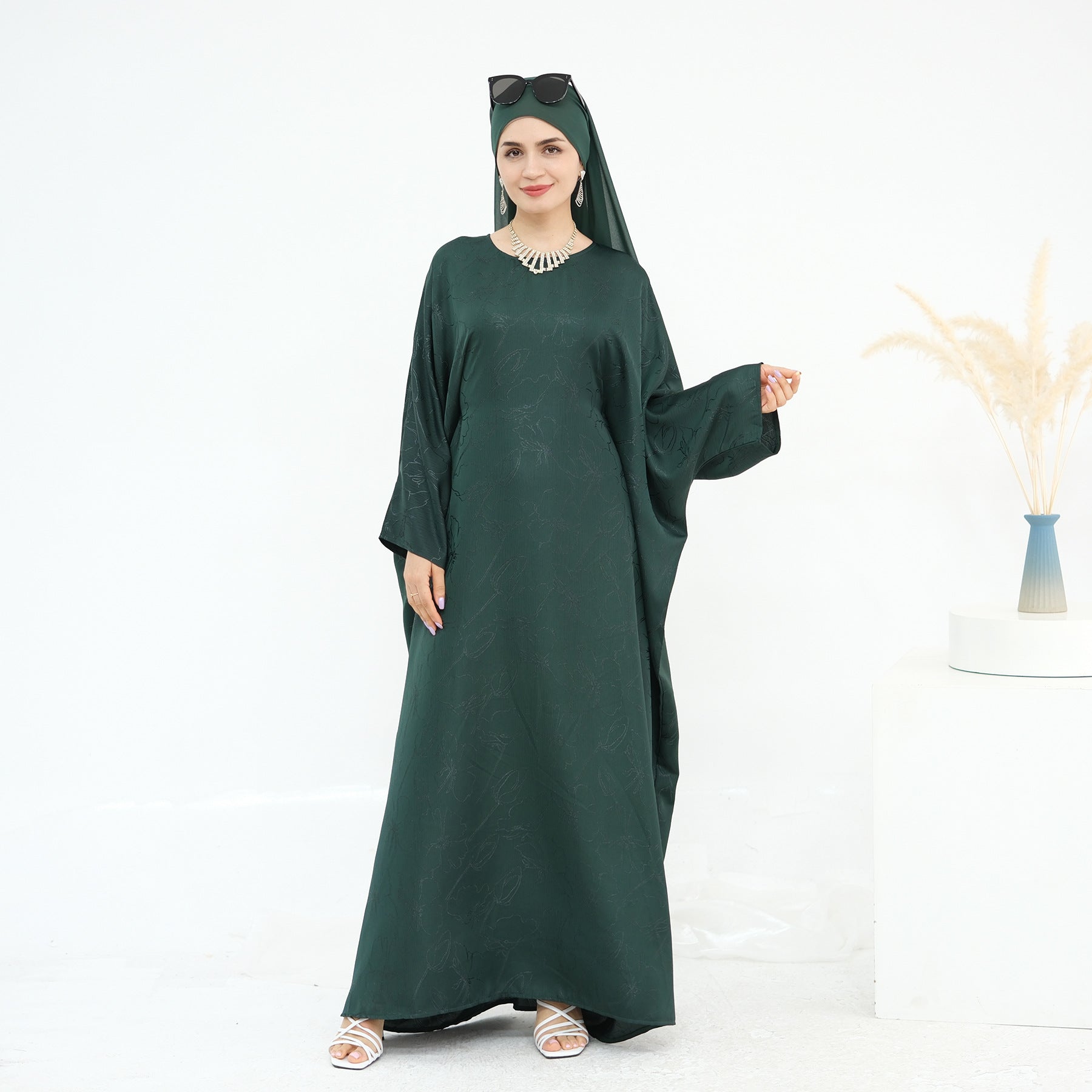 Jacquard Fashion Dress Abaya with Hijab