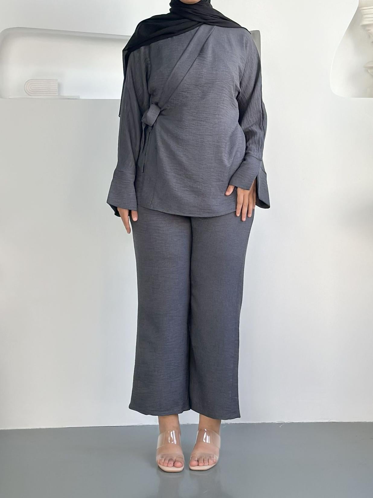 2pc Set Modest Solid Color Abaya