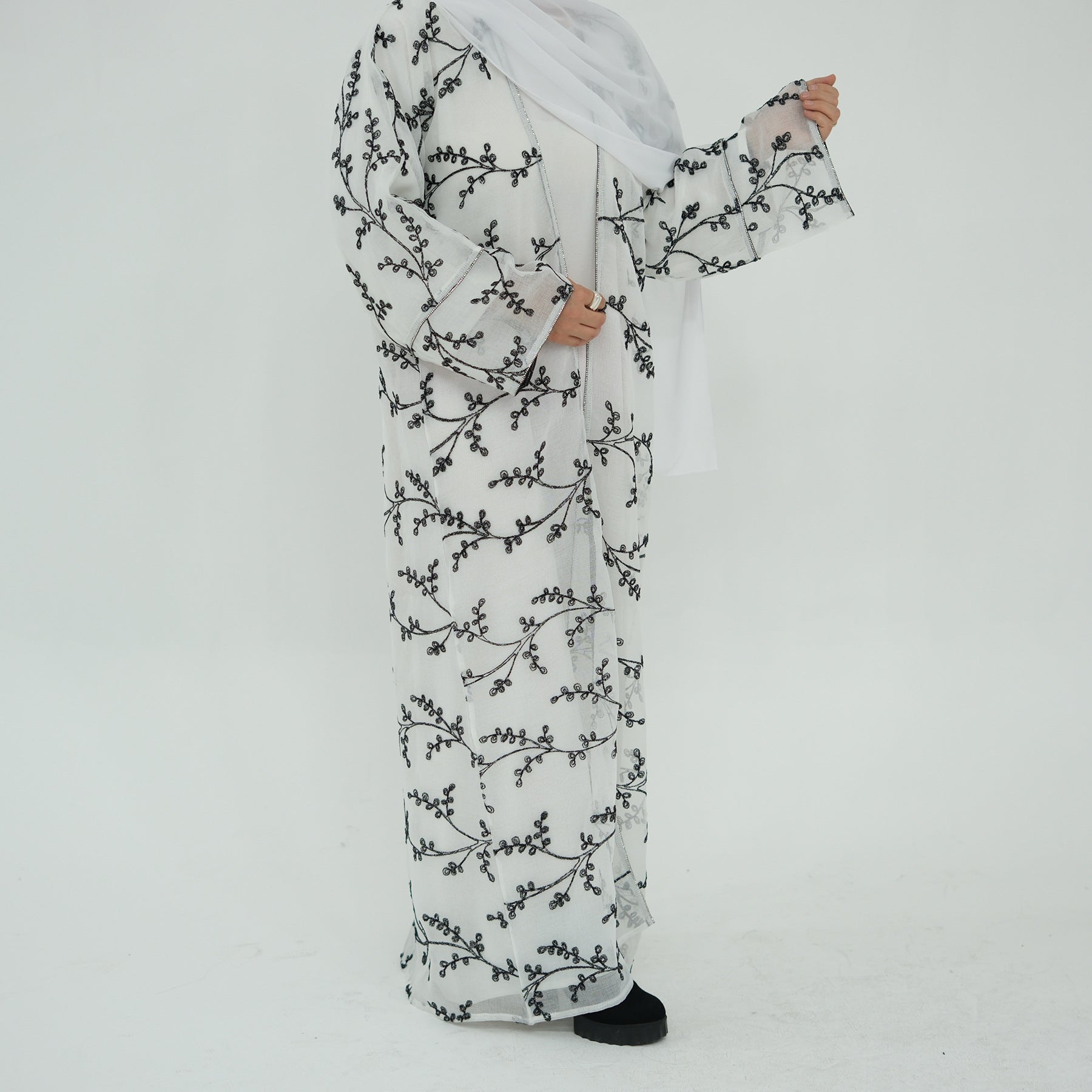 Full Body Embroidered Cardigan Abaya