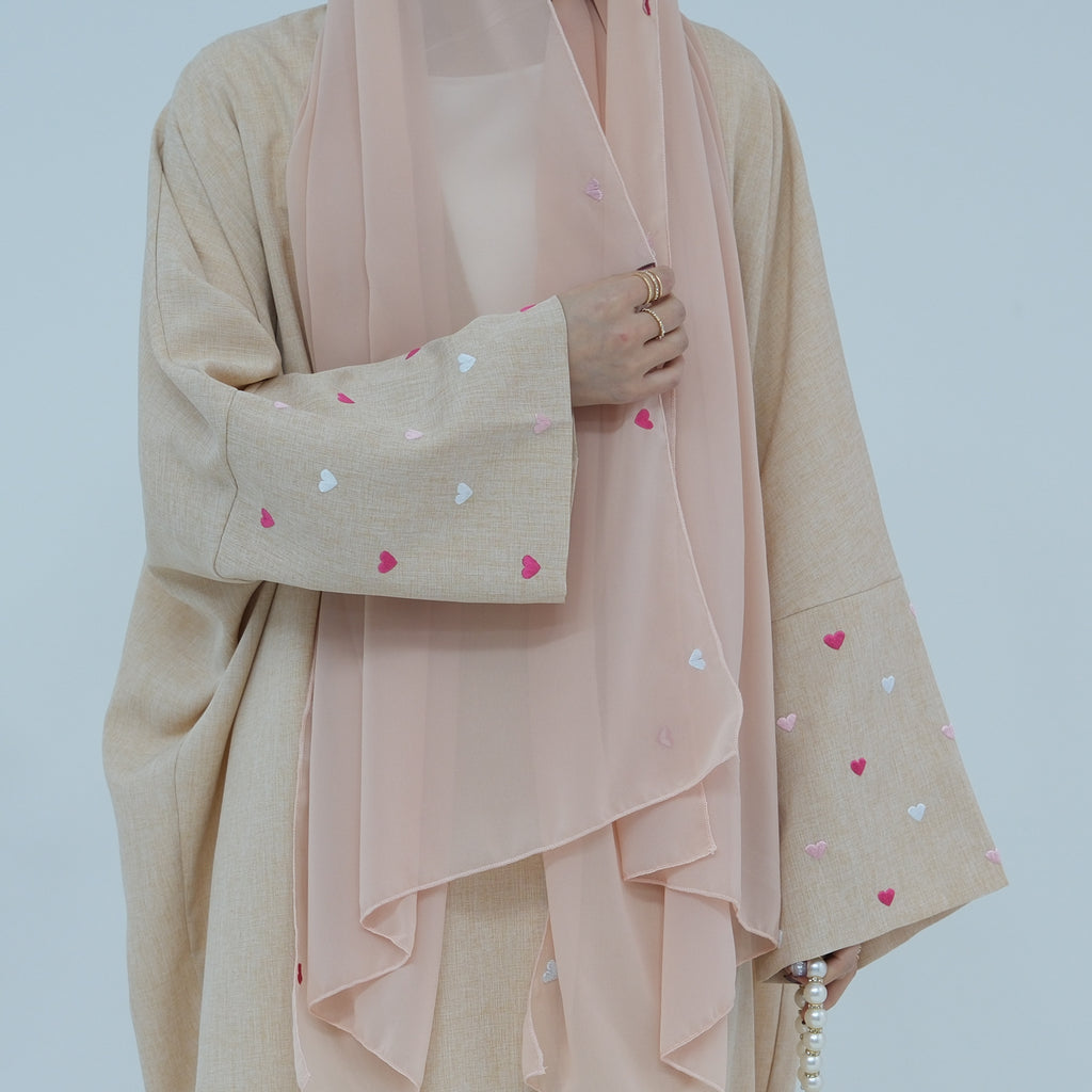 Love Embroidery Abaya with Hijab