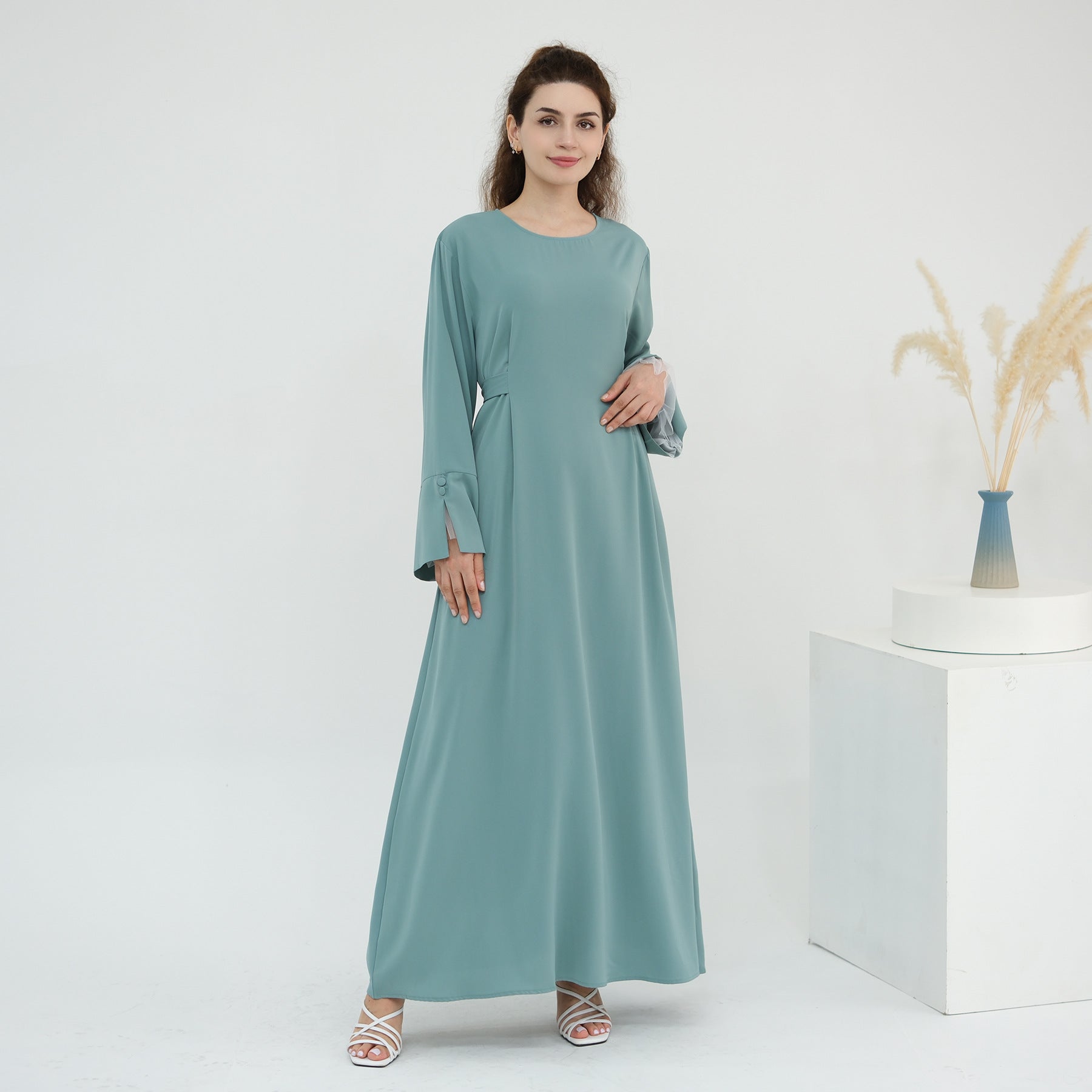 Elegant Collarless Maxi Dress