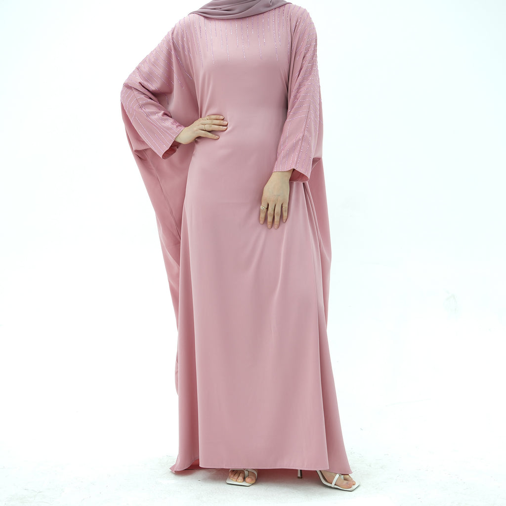Luxury Rhinestone Embellished Abaya Dress