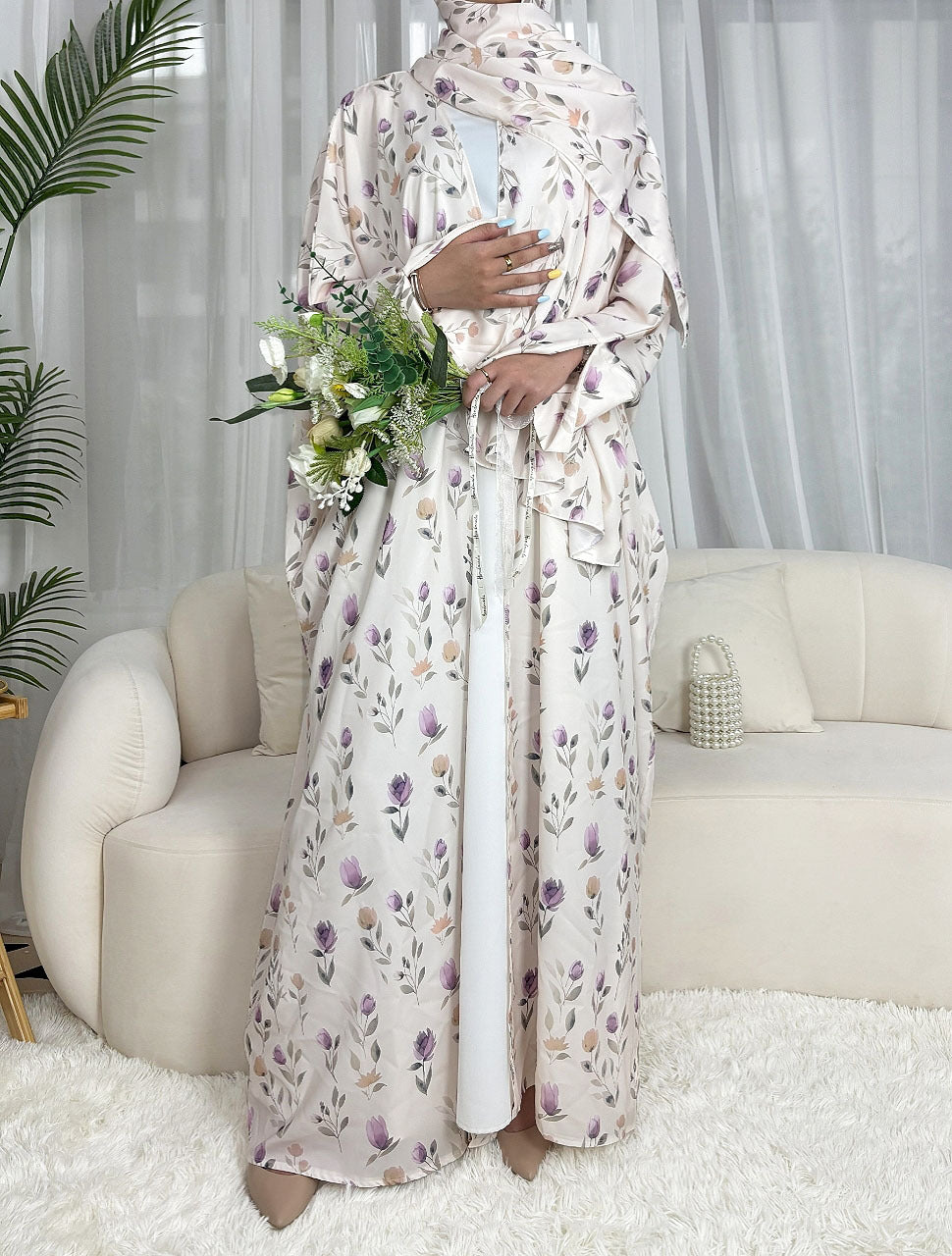 Printed Batsleeved Cardigan Abaya