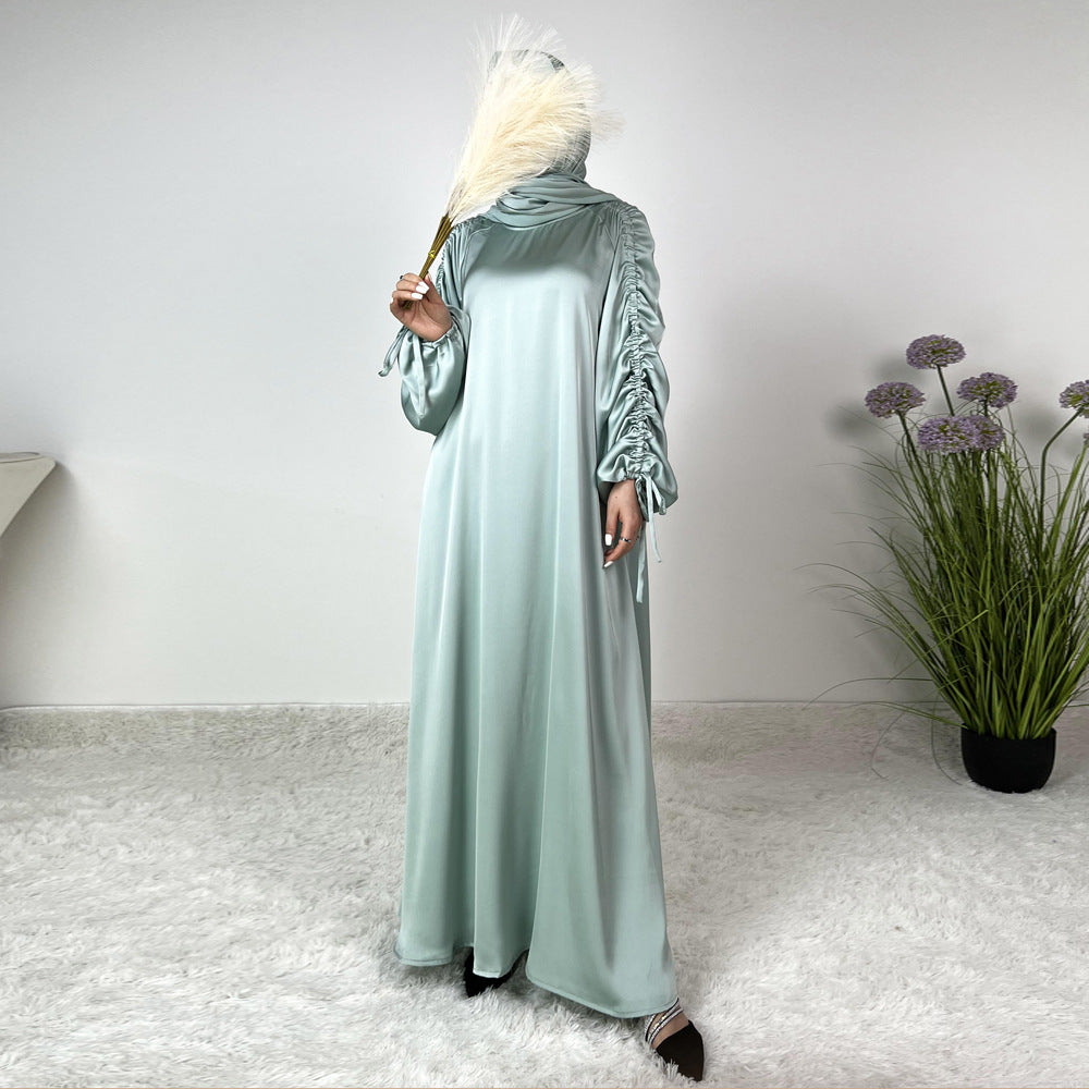 Sleeve Pleated Tied Dress