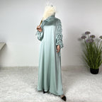 Sleeve Pleated Tied Dress