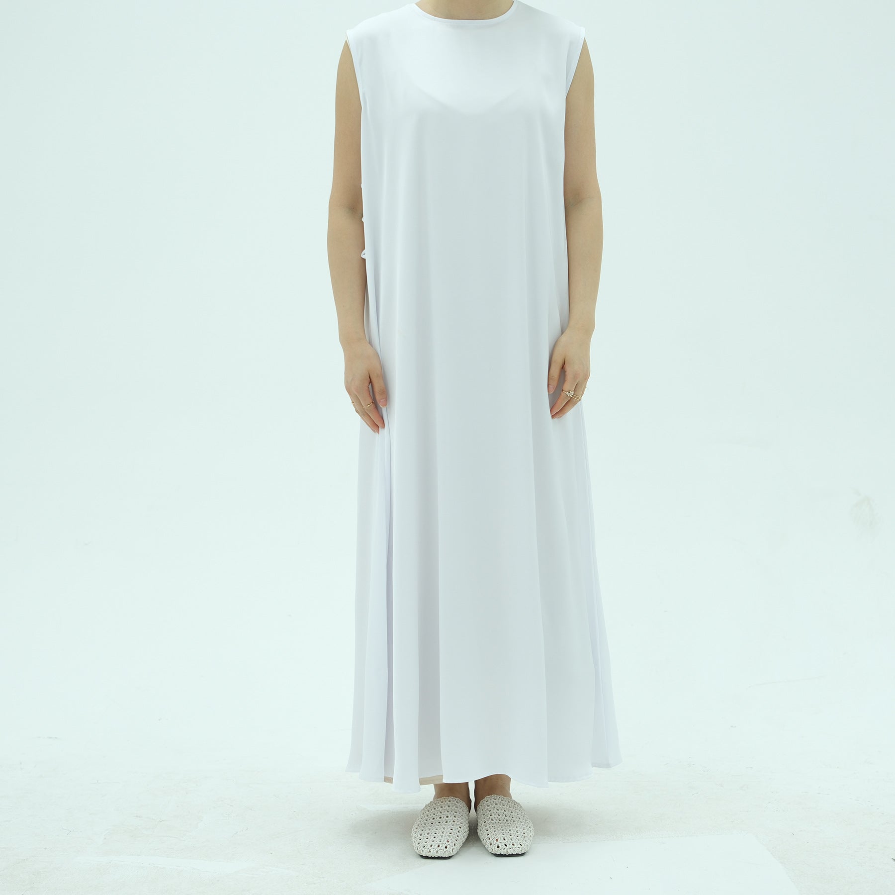 Sleeveless Dress with Back Waist Belt