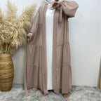 عباية مفتوحة من الشيفون وخرز الأظافر من التول