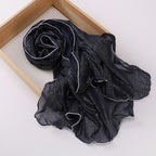 حجاب شيفون مطرز بخيوط فضية