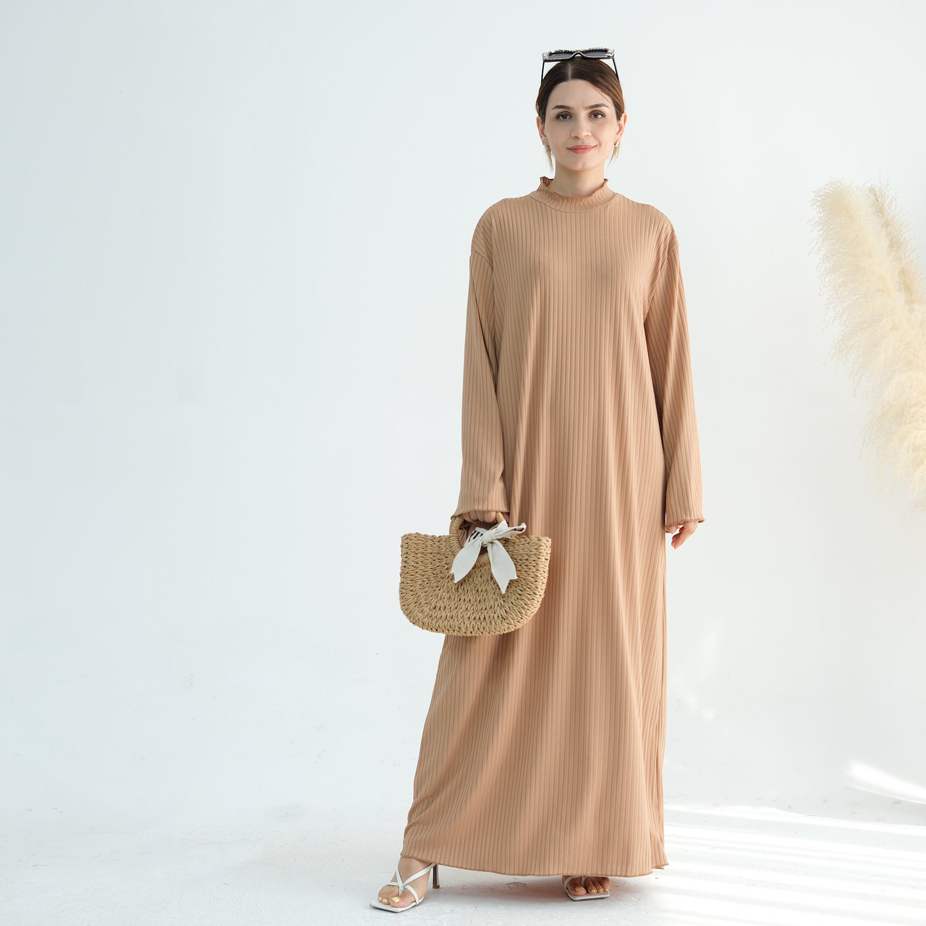 Multicolor Standing Collar Dress