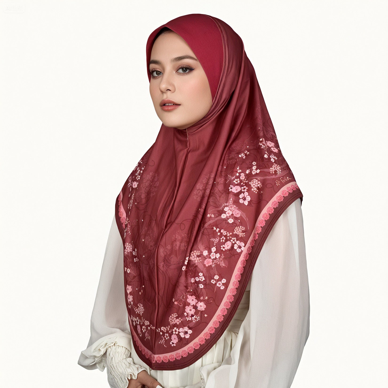 Embellished Printed Hijab Scarf