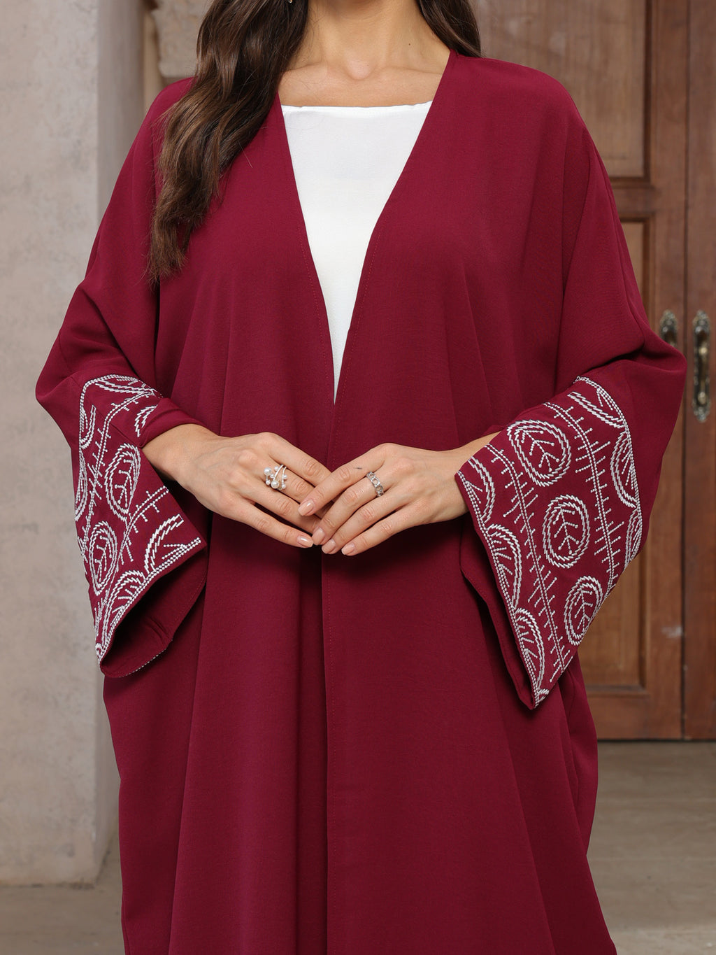 Embroidered Cardigan Bat Sleeve Abaya