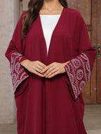 Embroidered Cardigan Bat Sleeve Abaya