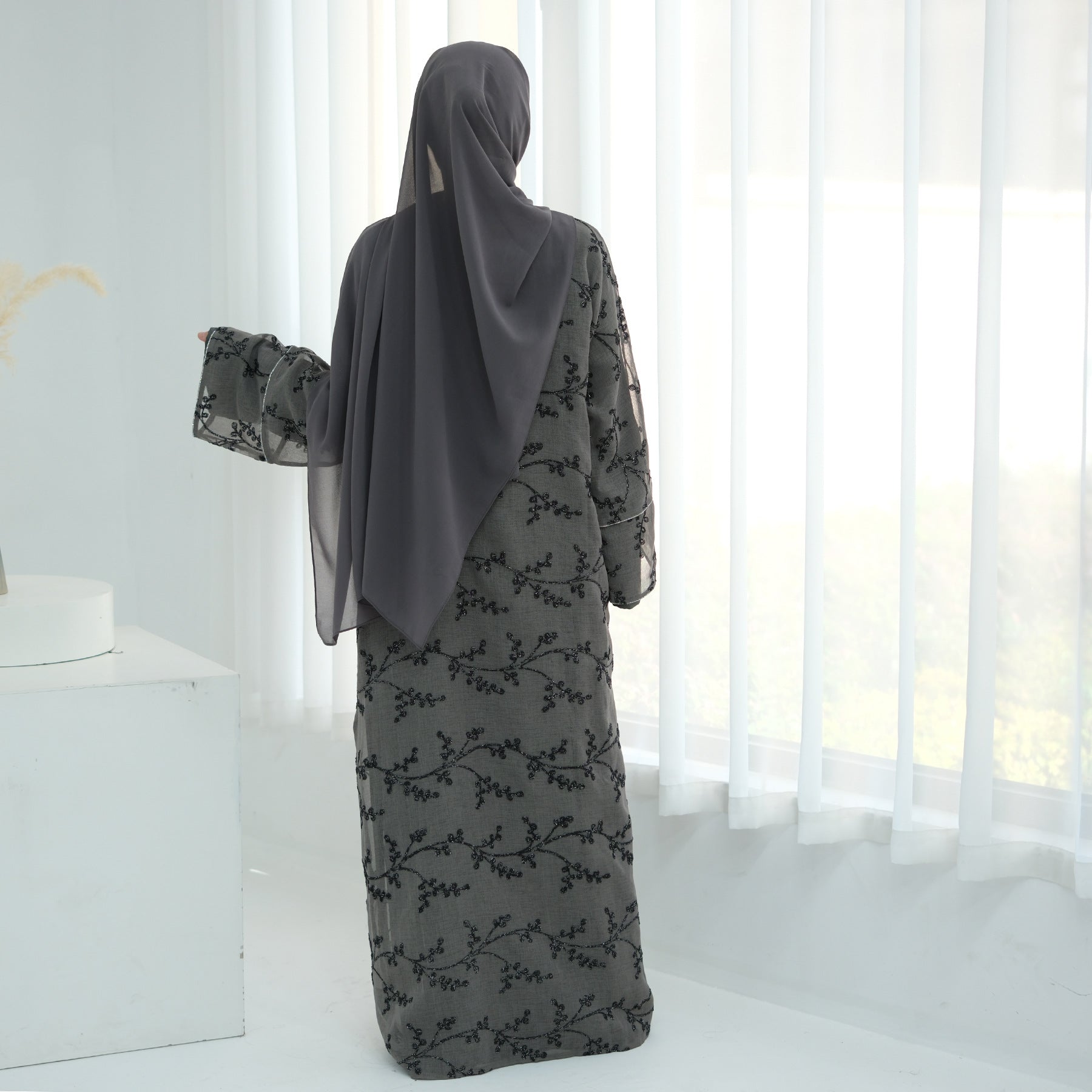 Full Body Embroidered Cardigan Abaya