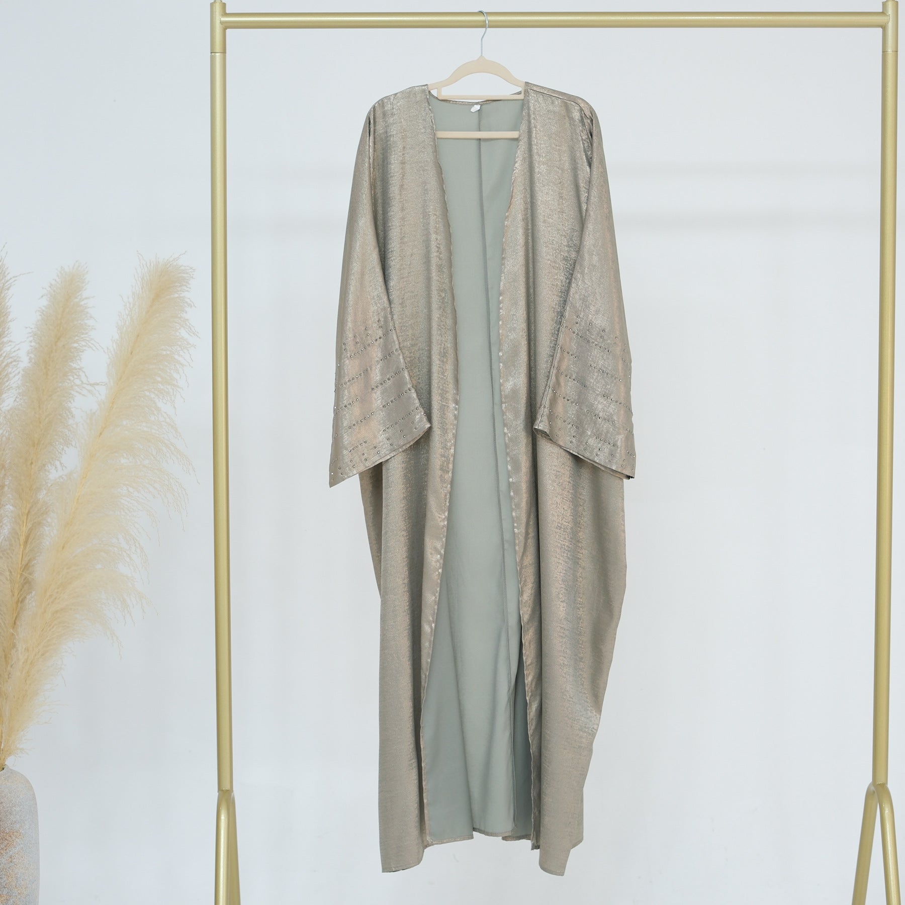 Bead Embellished Open Abaya