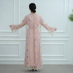 Golden Hook Flower Embroidered Cardigan Abaya