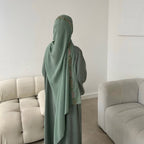 Flower Embroidered Solid Color Cardigan Abaya